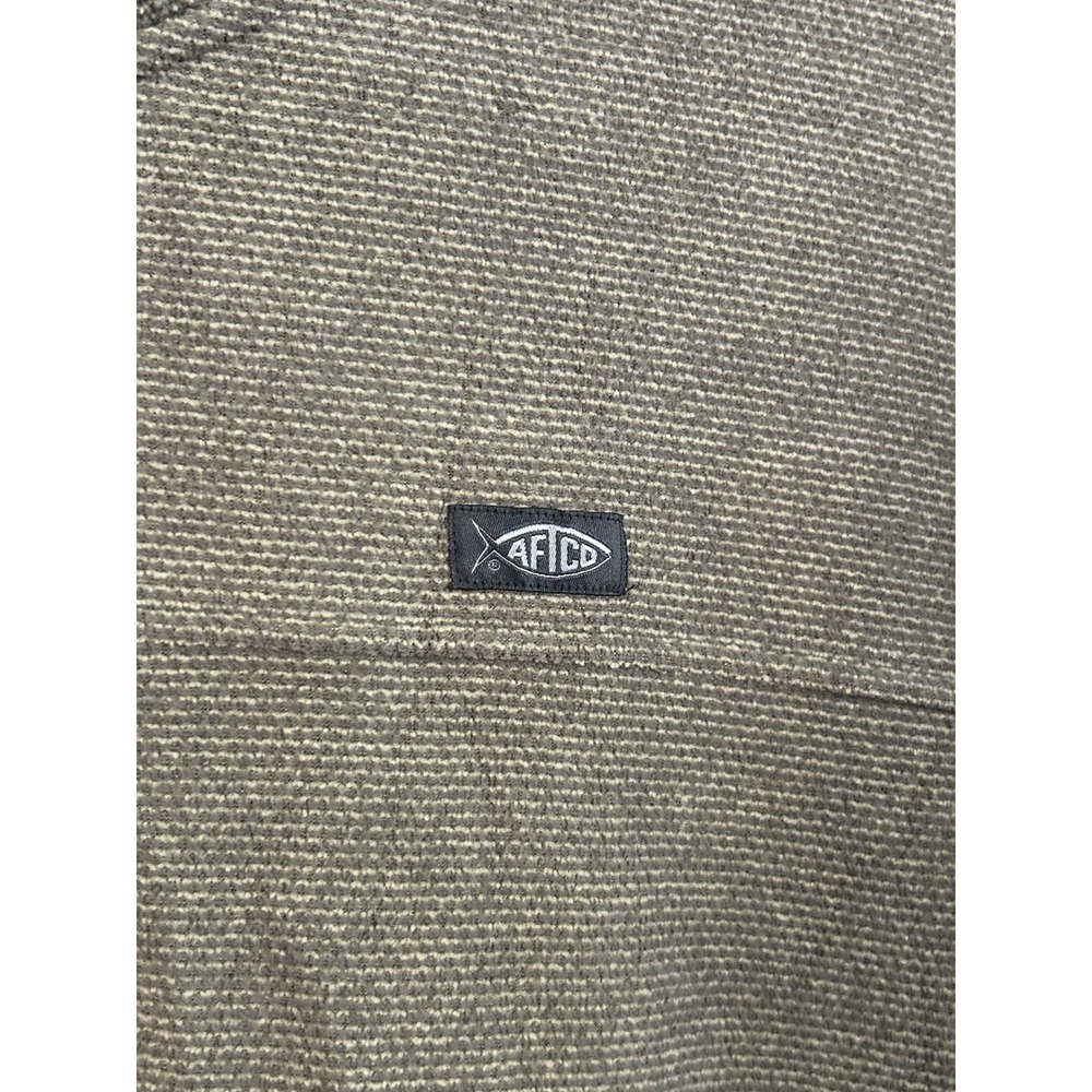 AFTCO Mens XXL Khaki Tan Textured Quarter Zip Fleece Pullover Fishing Sweater - Picture 5 of 7